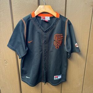 San Francisco Giants Jersey Boys Size 7 Nike Swoosh Embroidered On Field Black